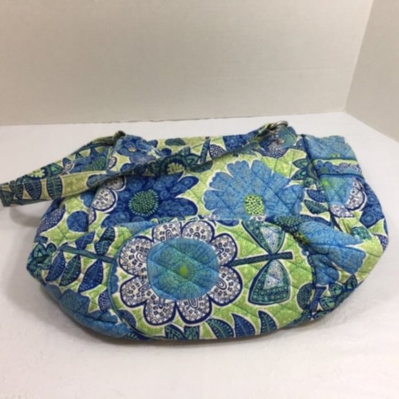 Vera Bradley Quilted Blue Green White Multi Compartments Quilted Shoulder Bag - Picture 4 of 16